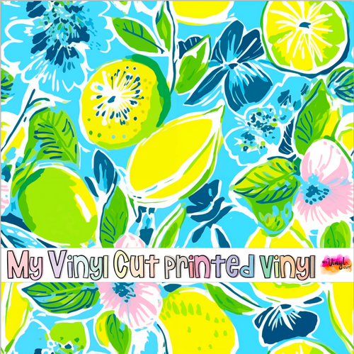 Printed Vinyl & HTV Preppy Fruit F Pattern 12 x 12 inch sheet