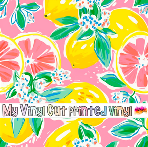 Printed Vinyl & HTV Preppy Fruit G Pattern 12 x 12 inch sheet