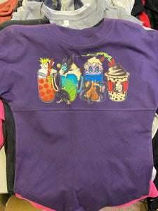 T Shirt Boxercraft Brand Purple Long Sleeved with Villains Drinks Design