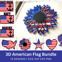 Load image into Gallery viewer, 3D American Flag SVG Bundle