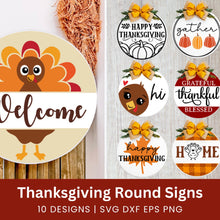 Load image into Gallery viewer, Thanksgiving Round Sign SVG Bundle