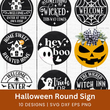 Load image into Gallery viewer, Halloween Round Sign SVG Bundle