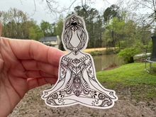 Load image into Gallery viewer, Sticker 5A Yoga Pose Zentangle Mandala Black and White