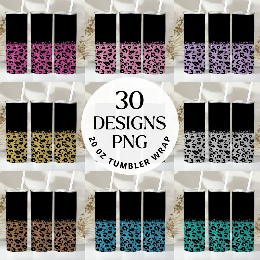 Glitter Leopard 20 oz Tumbler Bundle Digital Download