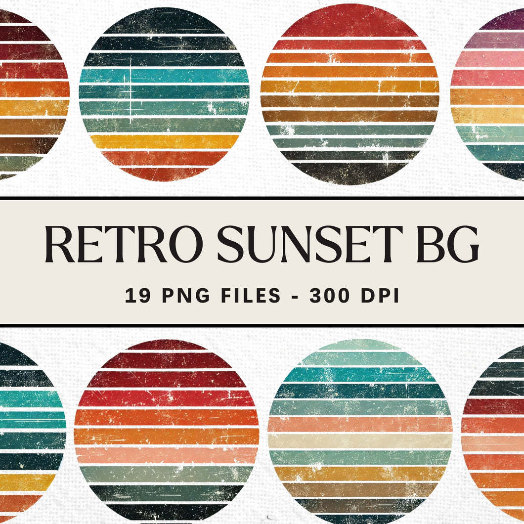 Retro Sunset Sublimation Digital Download