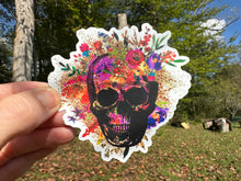 Load image into Gallery viewer, Sticker 17H Neon Skull with Flowers
