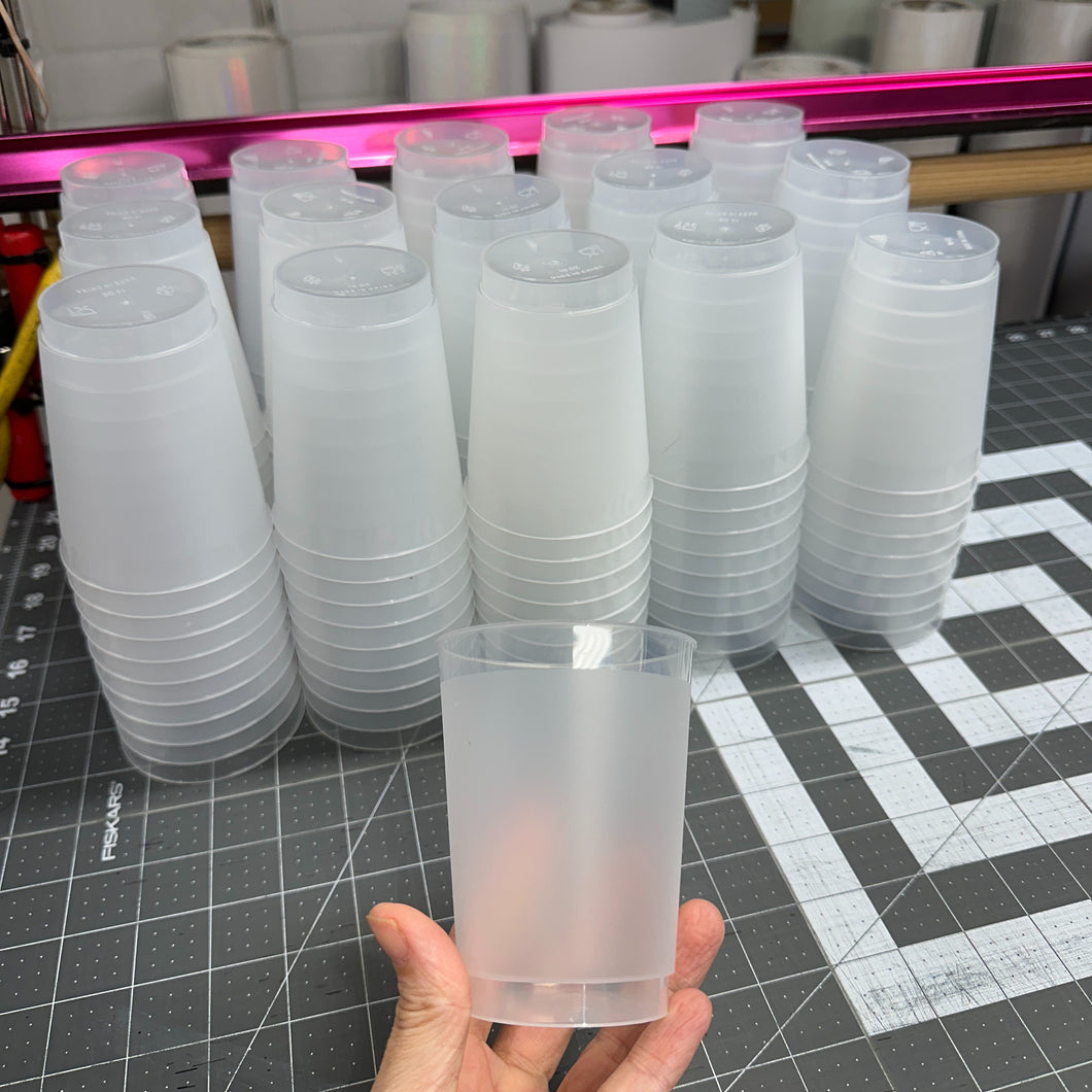 Drinkware 10 oz Clear Frosted Stadium Cup One Side or Two Side Designs