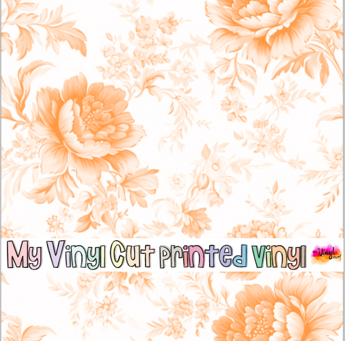 Printed Vinyl & HTV Orange Toile A Patterns 12 x 12 inch sheet