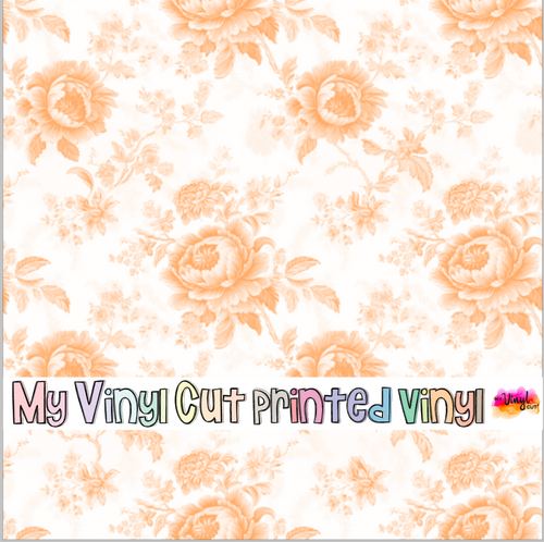 Printed Vinyl & HTV Orange Toile B Patterns 12 x 12 inch sheet