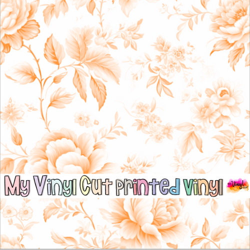 Printed Vinyl & HTV Orange Toile E Patterns 12 x 12 inch sheet