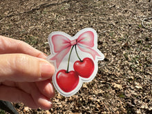 Load image into Gallery viewer, Sticker | 85K | Coquette Cherries | Waterproof Vinyl Sticker | Permanent