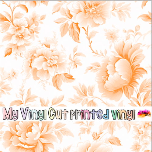 Printed Vinyl & HTV Orange Toile G Patterns 12 x 12 inch sheet