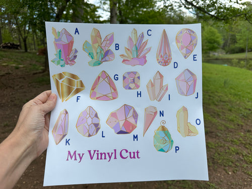 Sticker Sheet | Pastel Crystals | 16 stickers on a sheet