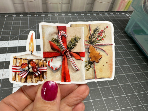 UV DTF Decal 35P Christmas Presents image 3 1/2 inches tall or wide