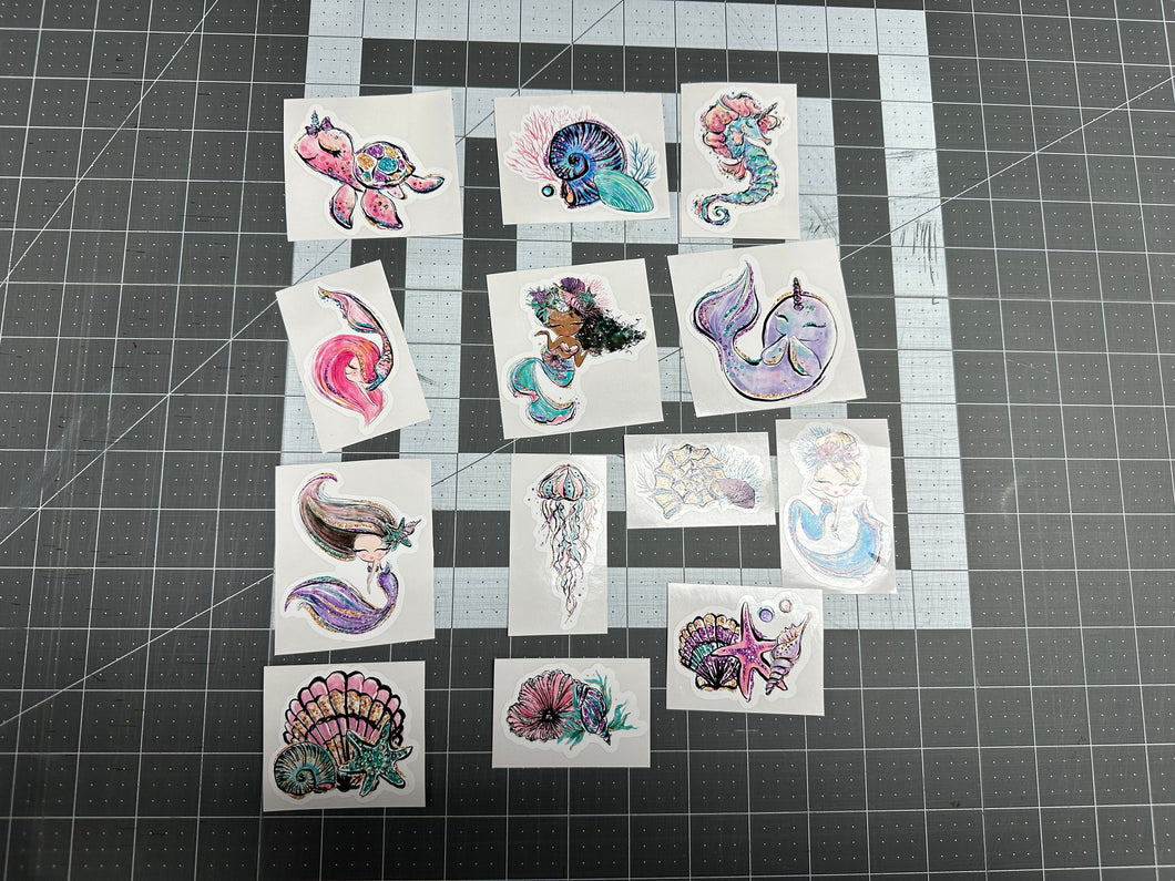 Sticker Pack Mermaids Assorted Stickers for Water Bottle, iPhone, MacBook, Phone, Phone Case, Laptop, Journal, Skateboard, Bike, Snowboard