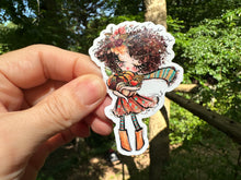 Load image into Gallery viewer, Sticker 28A Fall Market Girl with Brown Curly Hair