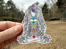 Load image into Gallery viewer, Sticker | 7E | Yoga Girl | Waterproof Vinyl Sticker | White | Clear | Permanent | Removable | Window Cling | Glitter | Holographic