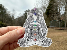 Load image into Gallery viewer, Sticker | 7F | Yoga Girl | Waterproof Vinyl Sticker | White | Clear | Permanent | Removable | Window Cling | Glitter | Holographic