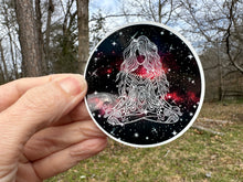 Load image into Gallery viewer, yoga girl galaxy background sticker
