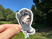 Load image into Gallery viewer, Sticker | 20A1 Halloween Girl Brown Hair | Waterproof Vinyl Sticker | White | Clear | Permanent | Removable | Window Cling | Glitter | Holographic
