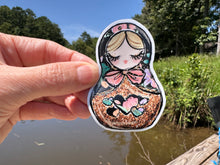 Load image into Gallery viewer, Sticker | 32K | Russian Nesting Doll | Waterproof Vinyl Sticker | White | Clear | Permanent | Removable | Window Cling | Glitter | Holographic