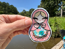 Load image into Gallery viewer, Sticker | 32O | Russian Nesting Doll | Waterproof Vinyl Sticker | White | Clear | Permanent | Removable | Window Cling | Glitter | Holographic