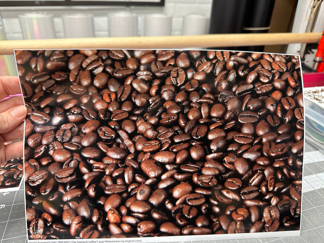 Printed Adhesive Vinyl COFFEE BEANS D1 Pattern 12 x 8 sheet