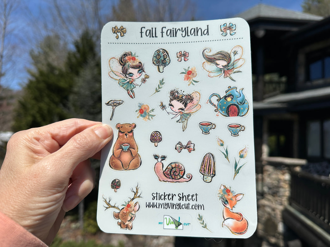 Sticker Sheet | Set 11 | planner stickers | Fall Fairyland | 5 x 7 inch sheet | permanent adhesive | waterproof ink