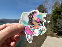 Load image into Gallery viewer, Sticker | 12J | Colorful Fairy | Waterproof Vinyl Sticker | White | Clear | Permanent | Removable | Window Cling | Glitter | Holographic