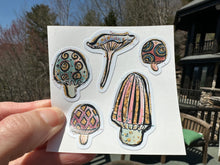 Load image into Gallery viewer, Sticker | 11P | Fall Mushroom Set | Waterproof Vinyl Sticker | White | Clear | Permanent | Removable | Window Cling | Glitter | Holographic