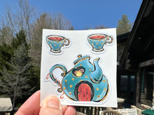 Load image into Gallery viewer, Sticker | 11O | Fall Tea Set | Waterproof Vinyl Sticker | White | Clear | Permanent | Removable | Window Cling | Glitter | Holographic