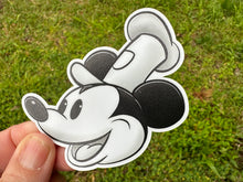 Load image into Gallery viewer, Sticker | 33N | Steamboat Willie | Waterproof Vinyl Sticker | White | Clear | Permanent | Removable | Window Cling | Glitter | Holographic