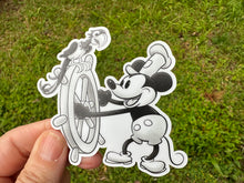 Load image into Gallery viewer, Sticker | 33L | Steamboat Willie | Waterproof Vinyl Sticker | White | Clear | Permanent | Removable | Window Cling | Glitter | Holographic