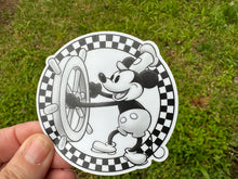 Load image into Gallery viewer, Sticker | 33K | Steamboat Willie | Waterproof Vinyl Sticker | White | Clear | Permanent | Removable | Window Cling | Glitter | Holographic