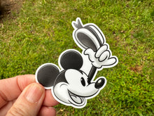 Load image into Gallery viewer, Sticker | 33F | Steamboat Willie | Waterproof Vinyl Sticker | White | Clear | Permanent | Removable | Window Cling | Glitter | Holographic