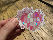 Load image into Gallery viewer, Sticker | Coquette Disco Ball Heart | Waterproof Vinyl Sticker | Permanent