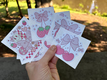 Load image into Gallery viewer, Sticker Pack Retro Coquette Assorted Stickers for Water Bottle, iPhone, MacBook, Phone, Phone Case, Laptop, Journal, Skateboard, Bike, Snowboard