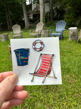 Load image into Gallery viewer, Sticker | 79D | Red Beach Chair | Waterproof Vinyl Sticker | White | Clear | Permanent | Removable | Window Cling | Glitter | Holographic