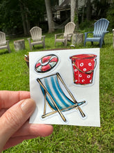 Load image into Gallery viewer, Sticker | 79E | Blue Beach Chair | Waterproof Vinyl Sticker | White | Clear | Permanent | Removable | Window Cling | Glitter | Holographic