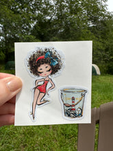 Load image into Gallery viewer, Sticker | 79H | Girl with Curly Brown Hair | Waterproof Vinyl Sticker | White | Clear | Permanent | Removable | Window Cling | Glitter | Holographic