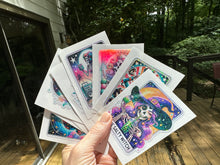 Load image into Gallery viewer, Sticker Pack Skeleton Tarot Card Stickers with Holographic Effects 12 pack