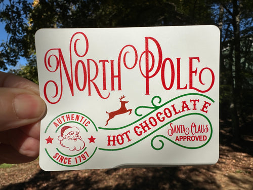 Sticker 26A North Pole Hot Chocolate Mug Label Santa