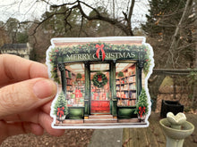 Load image into Gallery viewer, Sticker |  | Merry Christmas Bookstore | Waterproof Vinyl Sticker | White | Clear | Permanent | Removable | Window Cling | Glitter | Holographic