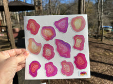 Load image into Gallery viewer, Sticker Sheet Set of Teal Blue Agate Stone Slices