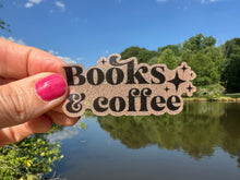 Load image into Gallery viewer, Sticker | 72A | Books and Coffee | Waterproof Vinyl Sticker | White | Clear | Permanent | Removable | Window Cling | Glitter | Holographic