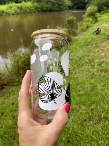 Drinkware 16 oz Clear Glass Soda Can Shaped Drinking Glass with Vinyl Designs