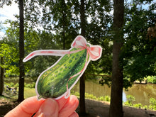 Load image into Gallery viewer, Sticker | C | Coquette Pickle | Waterproof Vinyl Sticker | White | Clear | Permanent | Removable | Window Cling | Glitter | Holographic