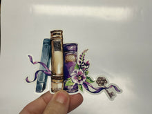 Load image into Gallery viewer, Sticker | 13F | Purple Books | Waterproof Vinyl Sticker | White | Clear | Permanent | Removable | Window Cling | Glitter | Holographic