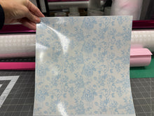 Load image into Gallery viewer, Printed Vinyl, HTV &amp; Waterslide Blue Toile Patterns 12 x 12 inch sheet