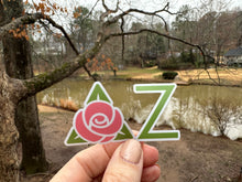 Load image into Gallery viewer, Sticker | DZ | Delta Zeta | Waterproof Vinyl Sticker | White | Clear | Permanent | Removable | Window Cling | Glitter | Holographic